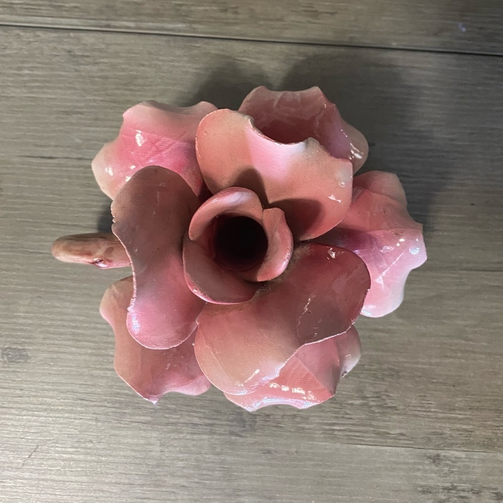 Vintage Capodimonte Large Floral Candle Holder with Handle - Picture 4 of 5